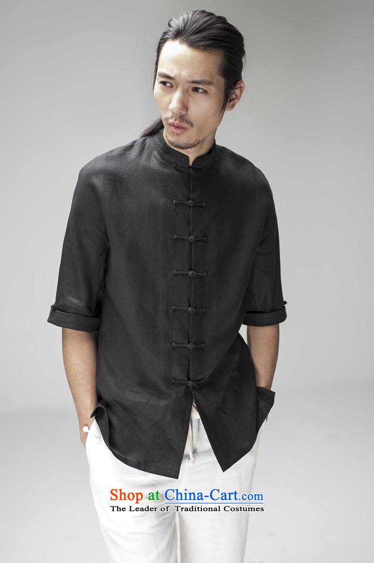 Hee-Snapshot Loaded male summer Tang Lung short-sleeved Chinese shirt collar plain linen china wind men wearing black comedies men s picture, prices, brand platters! The elections are supplied in the national character of distribution, so action, buy now enjoy more preferential! As soon as possible.