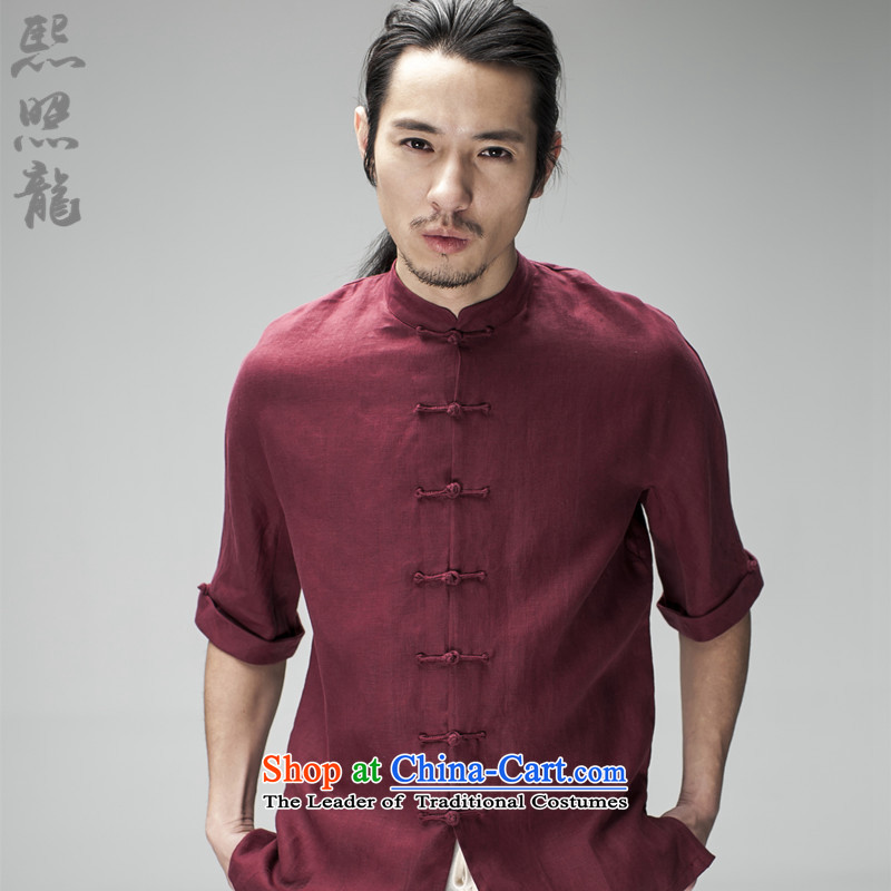 Hee-Snapshot Loaded male summer Tang Lung short-sleeved Chinese shirt collar plain linen china wind men wearing black comedies men S, Hee-snapshot (XZAOLONG lung) , , , shopping on the Internet