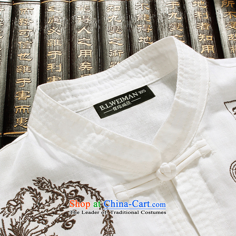The Lhoba nationality Wei Overgrown Tomb summer post new men's short-sleeved in Tang Dynasty Older ethnic men wear shirts father shirt white 185, Warranty, Judy Wei Overgrown Tomb (B.L.WEIMAN) , , , shopping on the Internet