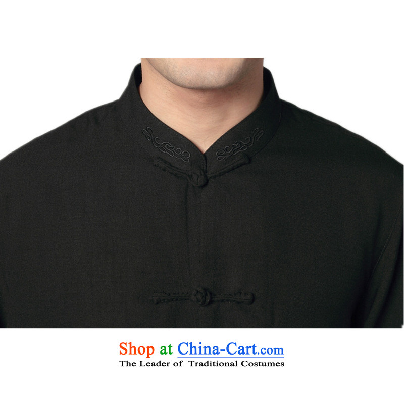 In accordance with the new fuser men of nostalgia for the improvement of the day-to-day Chinese tunic pure color collar single row detained father replacing Tang dynasty short-sleeved T-shirt WNS/2350# -11# 3XL, T-shirt with gel , , , shopping on the Inte