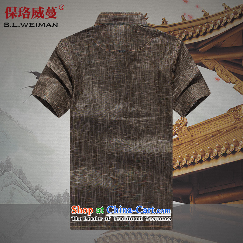 The Lhoba nationality Wei Overgrown Tomb summer warranty 2015 new products Tang dynasty men short-sleeved natural linen of older persons in the ethnic Chinese costumes grandpa summer shirt with gray 190, father of the Lhoba nationality Wei Overgrown Tomb