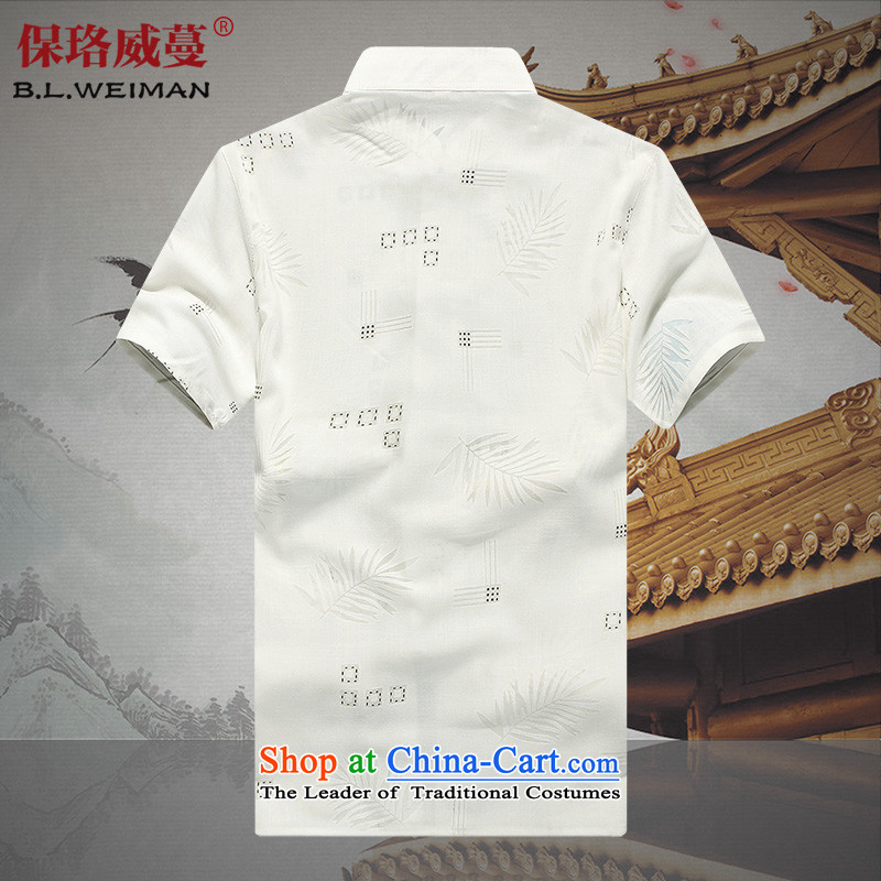 The Lhoba nationality Wei Mephidross Warranty Tang dynasty China wind male short-sleeved shirts in linen men cotton linen clothes summer older father replacing beige 180, Warranty, Judy Wai (B.L.WEIMAN Overgrown Tomb) , , , shopping on the Internet