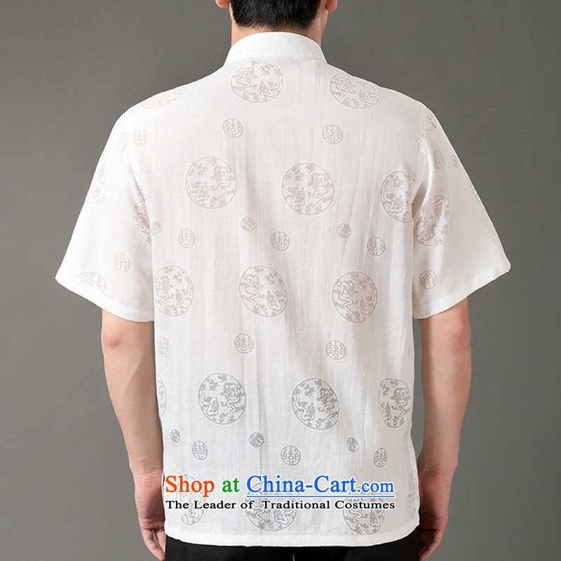 Boris poem federation short-sleeved Tang dynasty in Tang Dynasty elderly men by 2015 summer, emulation silk Tang blouses manually disc detained national costumes Chinese collar Tang Dynasty poem Bob XXL/180, beige Federation (lianbangbos) , , , shopping o