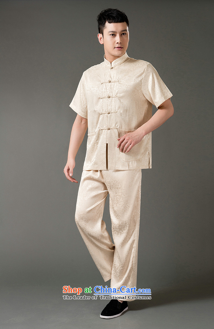 Boris poem federation short-sleeved Tang Dynasty Package for men and elderly men Tang dynasty 2015 Summer) Emulation silk Tang hand-held national costumes Chinese Tang dynasty collar beige XXXXL/190 picture, prices, brand platters! The elections are supplied in the national character of distribution, so action, buy now enjoy more preferential! As soon as possible.