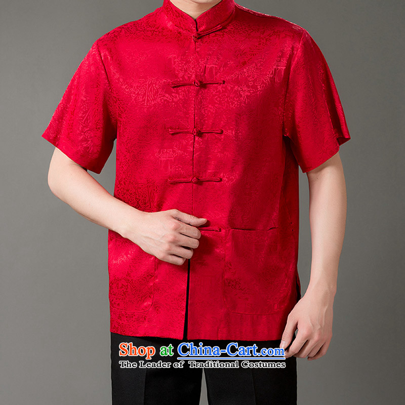 Boris poem federation short-sleeved Tang Dynasty Package for men and elderly men Tang dynasty 2015 Summer) Emulation silk Tang hand-held national costumes Chinese collar Tang Dynasty poem Bob XXXXL/190, beige Federation (lianbangbos) , , , shopping on the