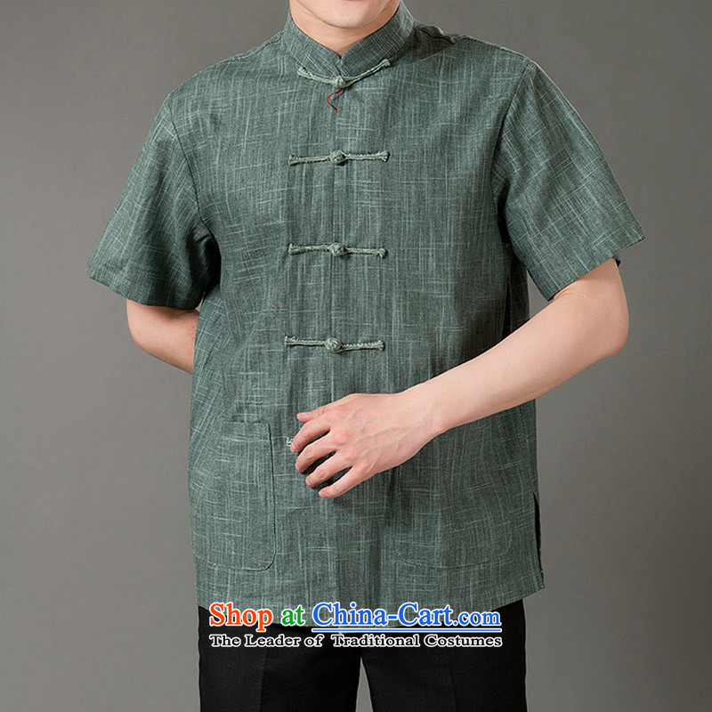 Boris poem federation short-sleeved Tang dynasty in Tang Dynasty elderly men by 2015, Mr Ronald Tang linen blouses manually disc detained national costumes Chinese Tang dynasty collar M/165, Green Federation Mr Ma Tei (lianbangbos poem) , , , shopping on