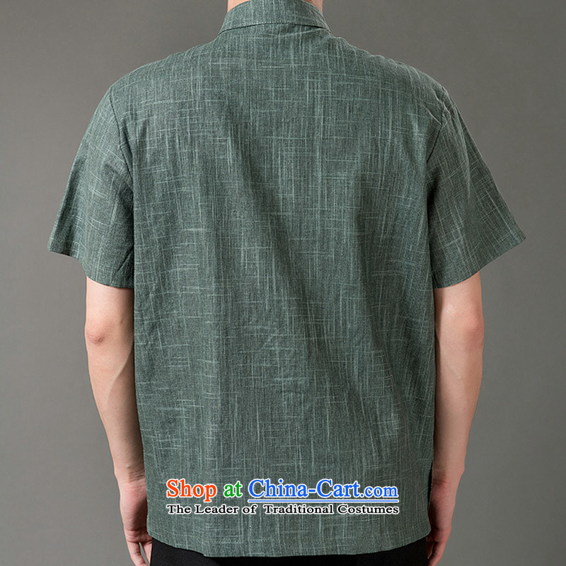 Boris poem federation short-sleeved Tang dynasty in Tang Dynasty elderly men by 2015, Mr Ronald Tang linen blouses manually disc detained national costumes Chinese Tang dynasty collar M/165, Green Federation Mr Ma Tei (lianbangbos poem) , , , shopping on