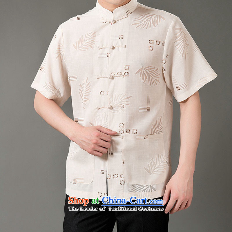 Boris poem federation short-sleeved Tang dynasty in Tang Dynasty elderly men by 2015 summer, emulation silk Tang blouses manually disc detained national costumes Chinese Tang dynasty white collar M/165, Federation Bao Shi (lianbangbos) , , , shopping on t