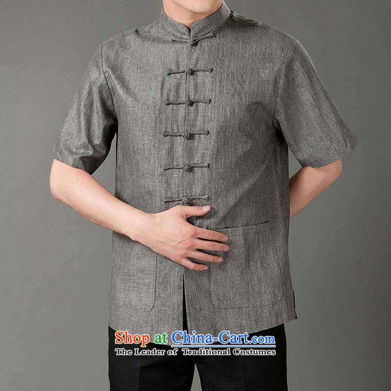 Boris poem federation short-sleeved Tang dynasty in older 7 tie Tang dynasty 2015 summer, cotton linen Tang blouses manually disc detained national costumes Chinese Tang dynasty collar light gray M/165, Federation Bao Shi (lianbangbos) , , , shopping on t