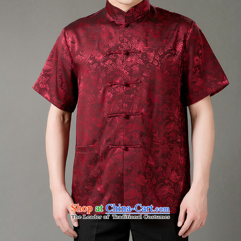 Boris poem federation short-sleeved Tang dynasty in Tang Dynasty elderly men by 2015 summer, emulation silk Tang blouses manually disc detained national costumes Chinese collar red XL/175, Tang poetry (lianbangbos Boris federation) , , , shopping on the I