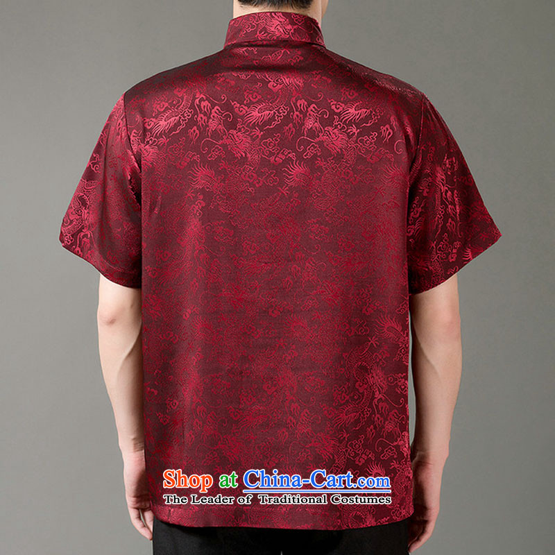 Boris poem federation short-sleeved Tang dynasty in Tang Dynasty elderly men by 2015 summer, emulation silk Tang blouses manually disc detained national costumes Chinese collar red XL/175, Tang poetry (lianbangbos Boris federation) , , , shopping on the I