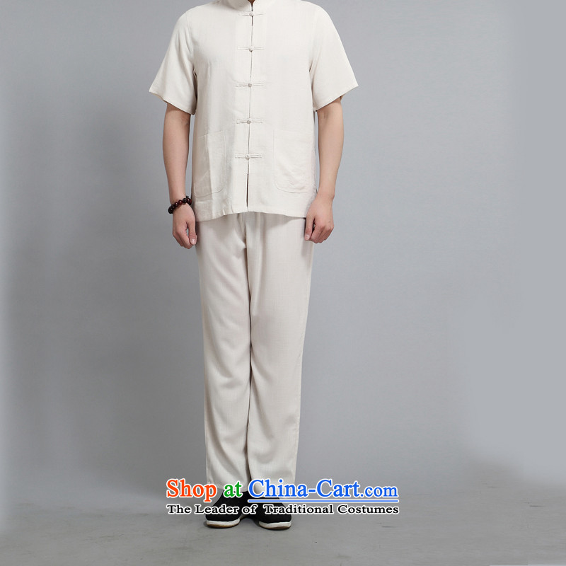 Kanaguri mouse spring China wind men Tang dynasty long-sleeved kit of older persons in the summer spring Chinese men kit beige XXL, kanaguri mouse (JINLISHU) , , , shopping on the Internet