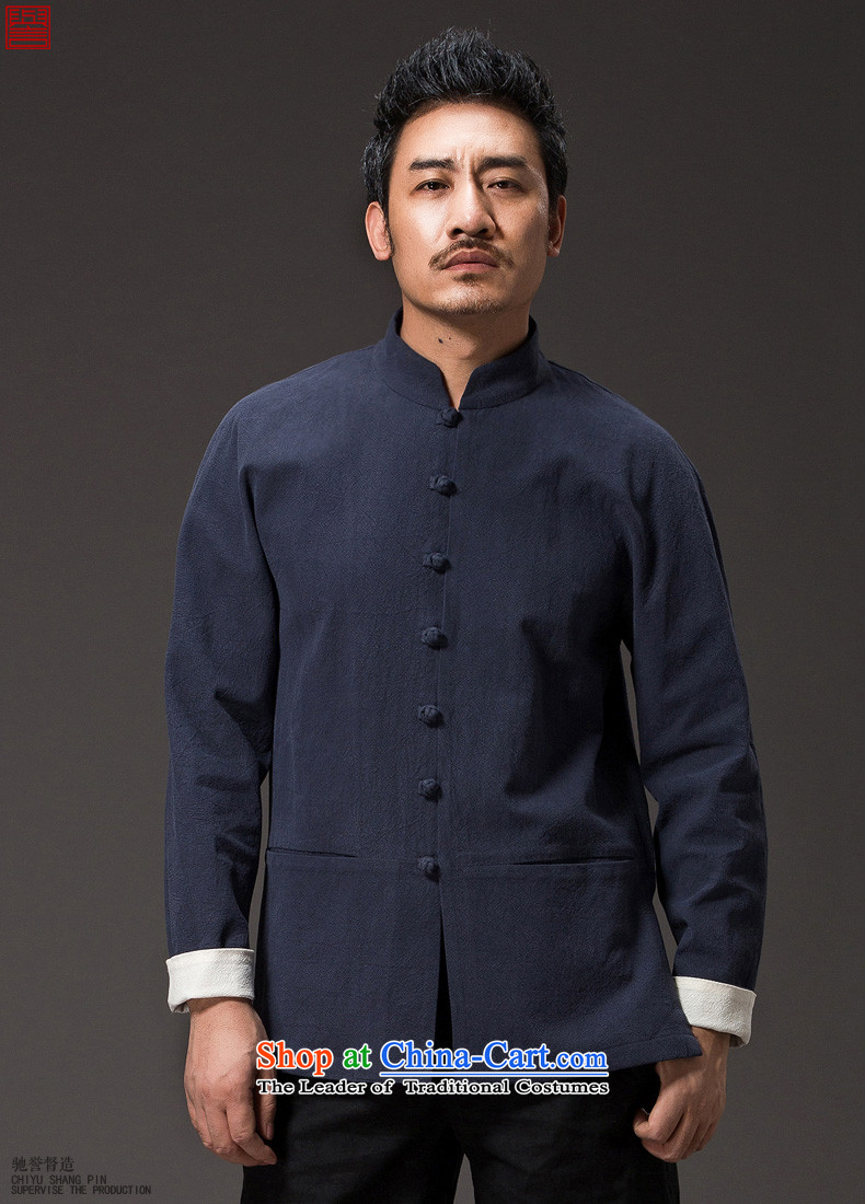  The spring and autumn of 2015, renowned Tang Dynasty men linen solid color long-sleeved loose China wind men's jackets and disc buttoned, ethnic blue L picture, prices, brand platters! The elections are supplied in the national character of distribution, so action, buy now enjoy more preferential! As soon as possible.