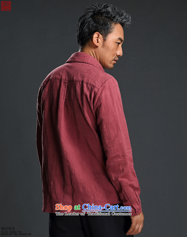 Renowned men jacquard long-sleeved shirt lapel male national costumes China wind Men's Shirt spring improved Tang Dynasty Large red wine shirts XL Photo, prices, brand platters! The elections are supplied in the national character of distribution, so action, buy now enjoy more preferential! As soon as possible.