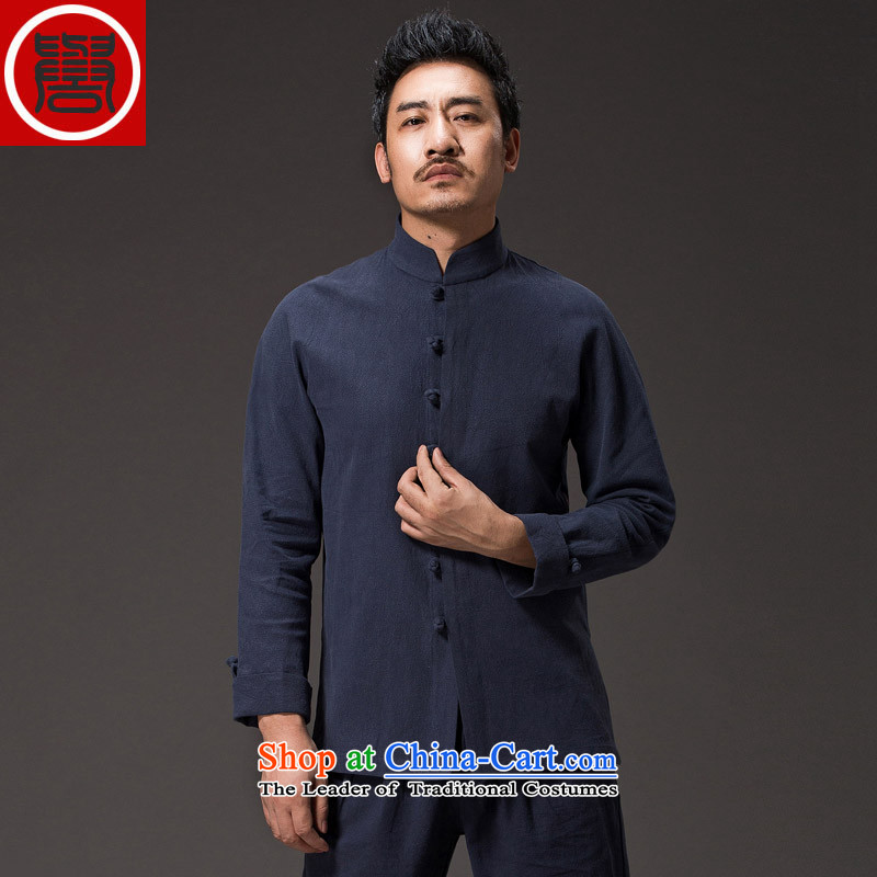Renowned China wind men cotton linen garments of ethnic Chinese shirt men Sau San disk tie long sleeved shirt collar of the Chinese Tang dynasty improved rice white L, renowned (CHIYU) , , , shopping on the Internet