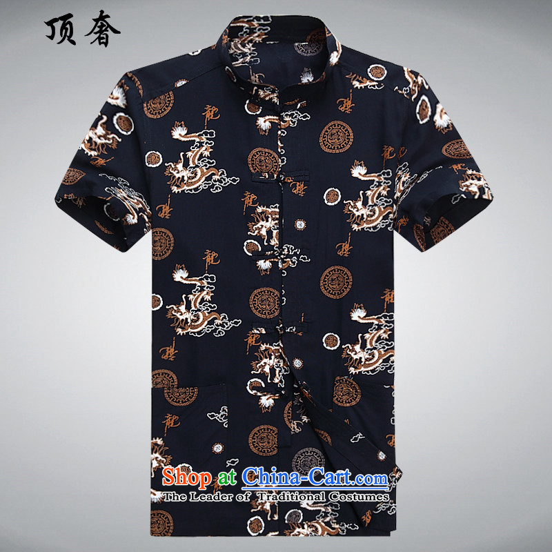 Top Luxury spring and summer 2015 Men's Mock-Neck) low short-sleeved shirts in Tang older shirt with tray clip China wind national dress summer load and Kim Ho father 180, top luxury shopping on the Internet has been pressed.