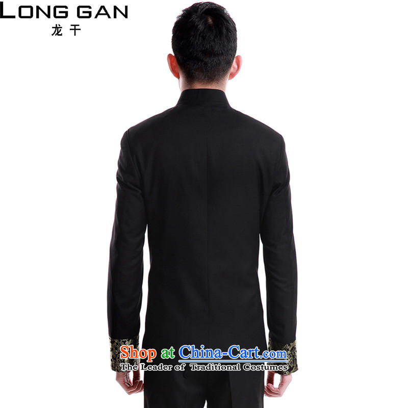 Dragon dry Tang Dynasty Chinese tunic collar suits suits China wind Han-Sau San MEN CASUAL L/175, Black Dragon dry (LONGGAN) , , , shopping on the Internet