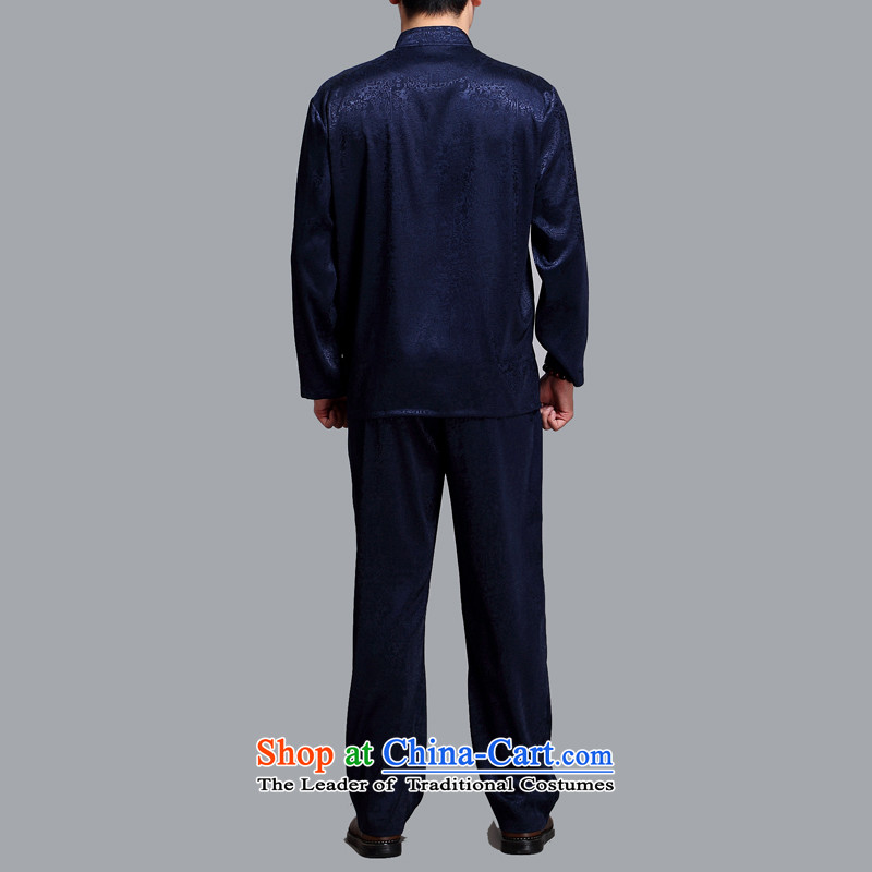 Kanaguri Mouse middle and old age home leisure China wind Kit Chinese Men's Mock-Neck long-sleeved Tang Dynasty Package father blue XXL, kanaguri mouse (JINLISHU) , , , shopping on the Internet