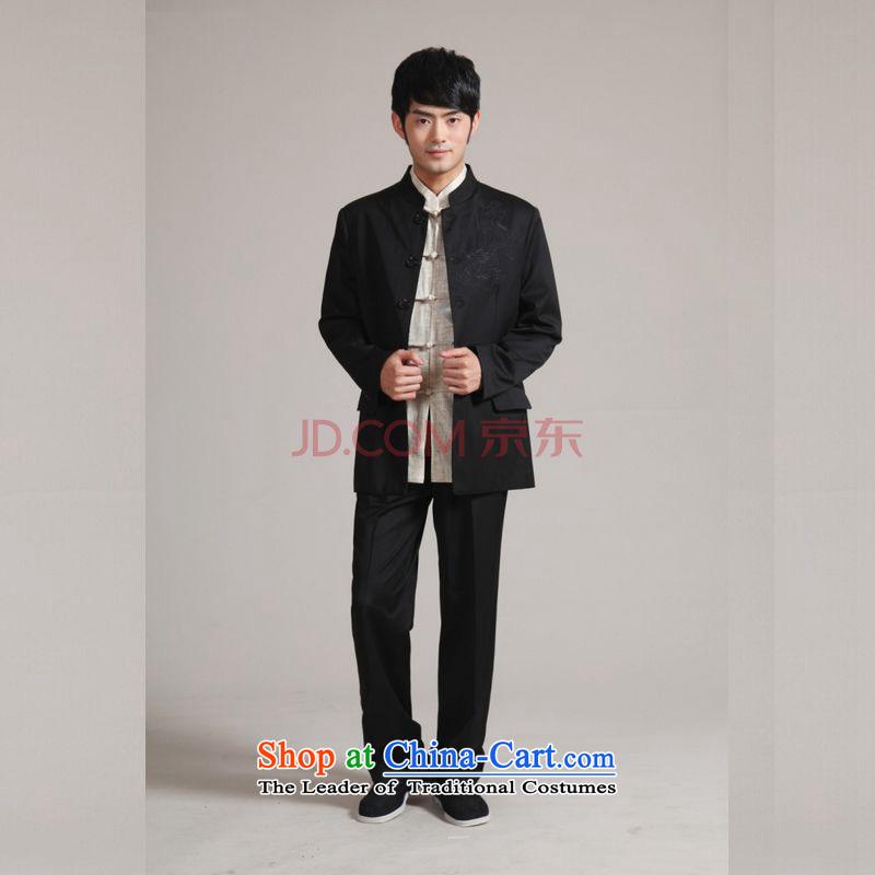 Ms Au King Mansion to Men's Mock-Neck Korean Chinese tunic suit coats the bridegroom wedding dresses Sau San Kit - 1 black cabinet has been pressed to mature XXXL, shopping on the Internet