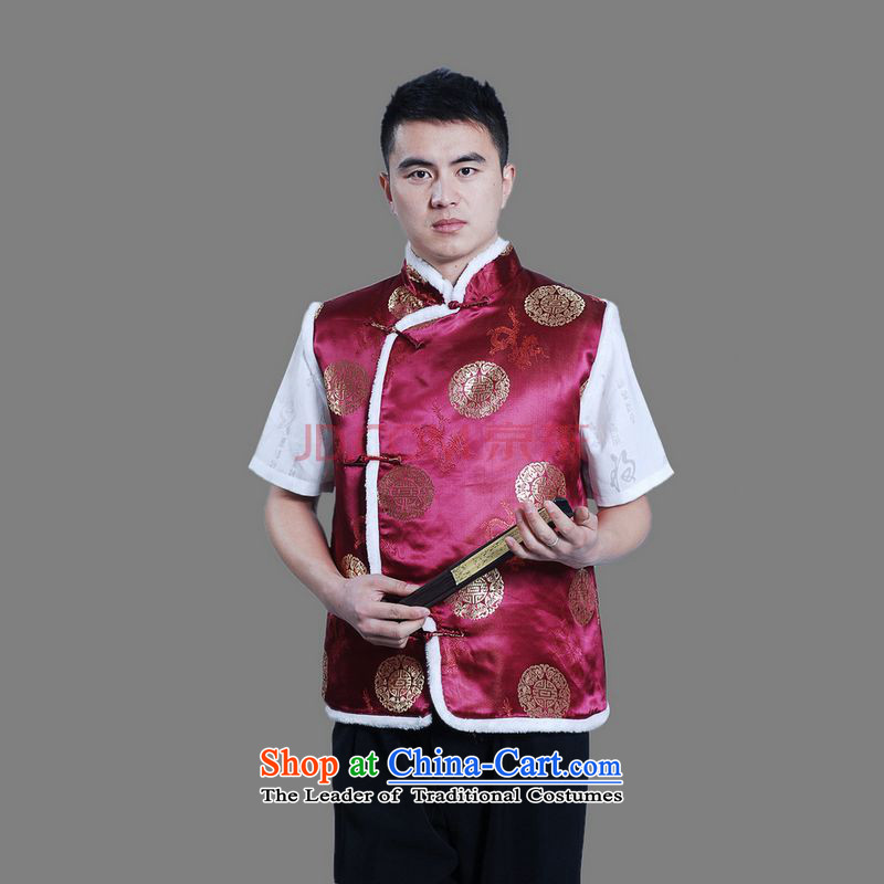 Ms Au King Mansion to?2015 New Men Tang blouses men's plus cotton vest?-C wine red?L