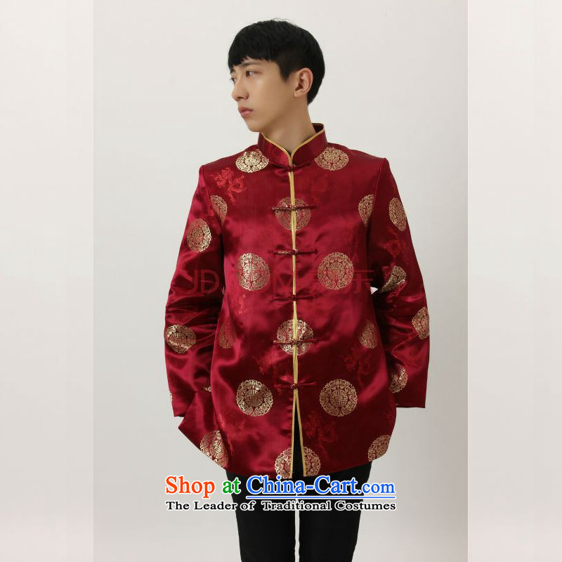To Jing Ge older Tang dynasty China wind collar dress too Shou Yi wedding services will Chinese men and Tang dynasty M4004 wine red , L, to Jing Ge , , , shopping on the Internet