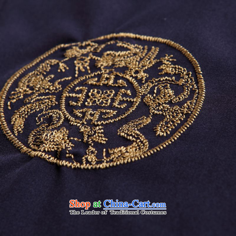 Yet the elderly in the floor of the building of Men's Mock-Neck summer cotton embroidery Tang dynasty China wind large short-sleeved white men 40 floor building is , , , shopping on the Internet