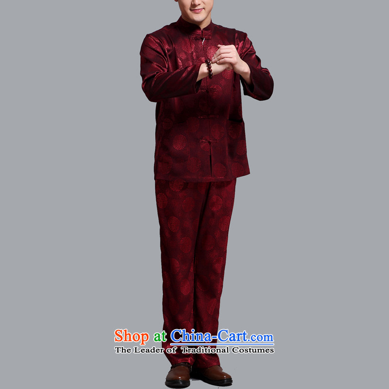 Hiv Rollet men Tang Dynasty Package in the summer of older men in spring and autumn Tang dynasty boxed long-sleeved shirt trouser press kit BOURDEAUX XL, HIV (AICAROLINA ROLLET) , , , shopping on the Internet