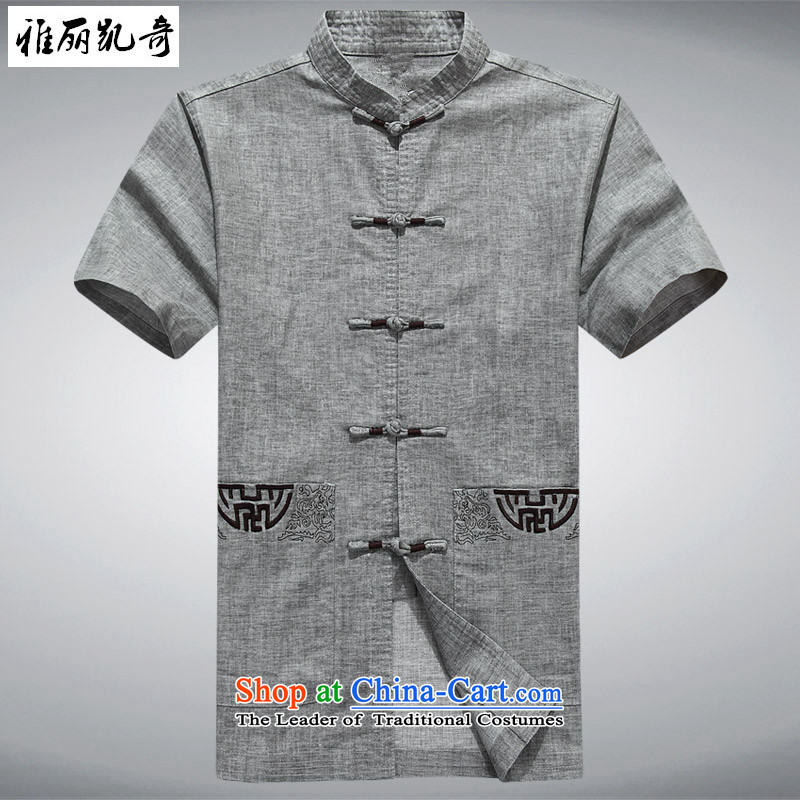 Alice Keci Tang dynasty in 2015, the elderly home and leisure China wind short-sleeved Tang Dynasty Chinese double men that short-sleeved blouses father load Tang gray 190, Alice keci shopping on the Internet has been pressed.