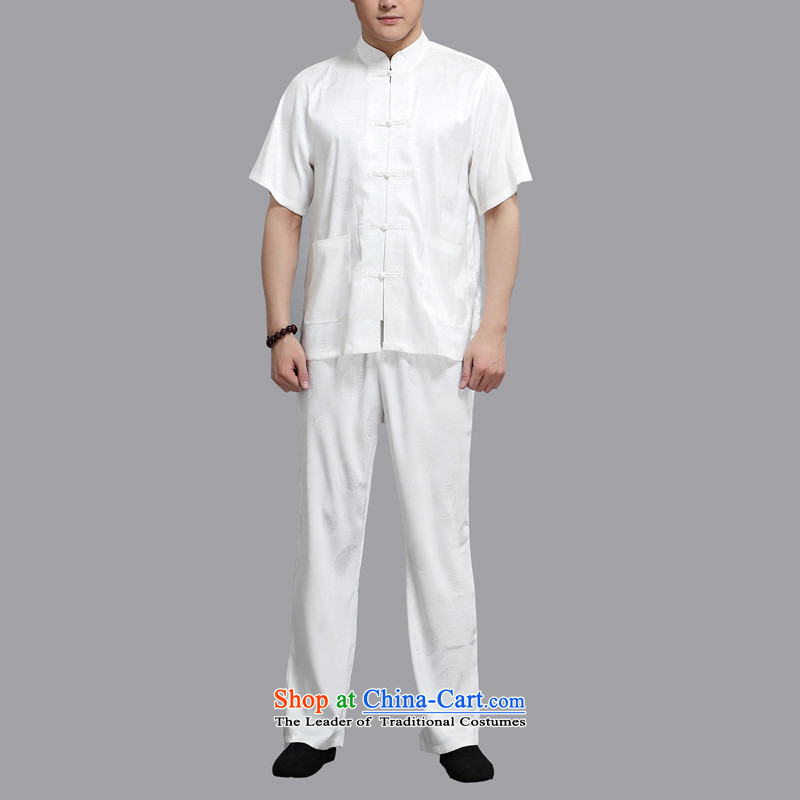 Hiv Rollet men Tang dynasty short-sleeved Han-xia men and boys Kit Tang Dynasty Chinese shirt loose white XL, HIV (AICAROLINA ROLLET) , , , shopping on the Internet