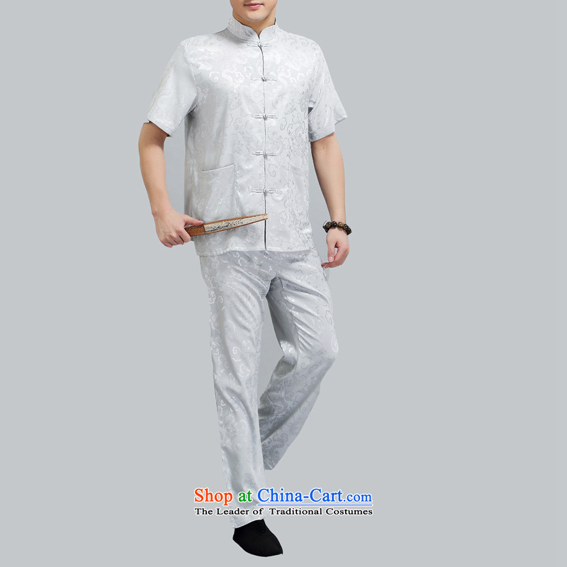 Hiv Rollet Summer of older persons in the Tang Dynasty Package short-sleeved men Han-ball-service national costume Chinese collar light gray XXXXL, HIV ROLLET (AICAROLINA) , , , shopping on the Internet