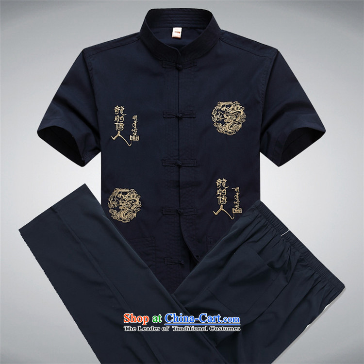 Hiv Rollet new short-sleeved Tang Dynasty Package in older men casual summer Chinese clothing elderly ethnic Tibetan blue kit M picture, prices, brand platters! The elections are supplied in the national character of distribution, so action, buy now enjoy more preferential! As soon as possible.
