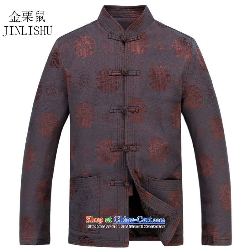 Kanaguri mouse of older persons in the Tang dynasty and long-sleeved shirt men during the spring and autumn men Tang Jacket coat elderly clothes , L, Kim Gopher Brown (JINLISHU) , , , shopping on the Internet