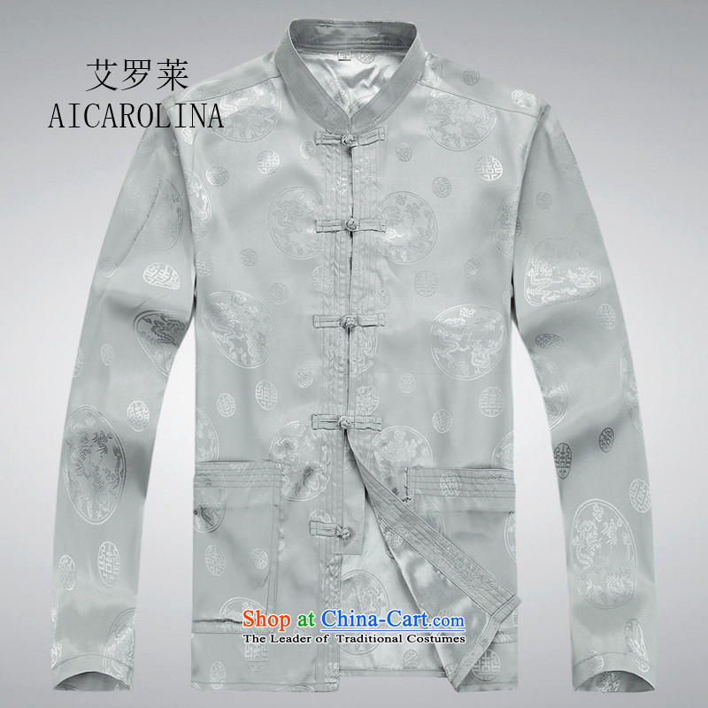 Rollet HIV from older men Tang dynasty long-sleeved Kit Tang Dynasty Chinese shirt and gray suit XL, HIV (AICAROLINA ROLLET) , , , shopping on the Internet