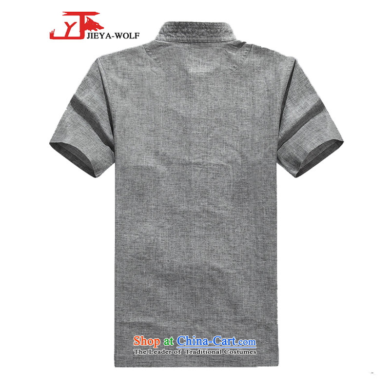 - Wolf JIEYA-WOLF, New Tang Dynasty Short-Sleeve Men's summer advanced cotton linen Solid Color Plane Collision color manually detained men stars of gray 170/M,JIEYA-WOLF,,, shopping on the Internet