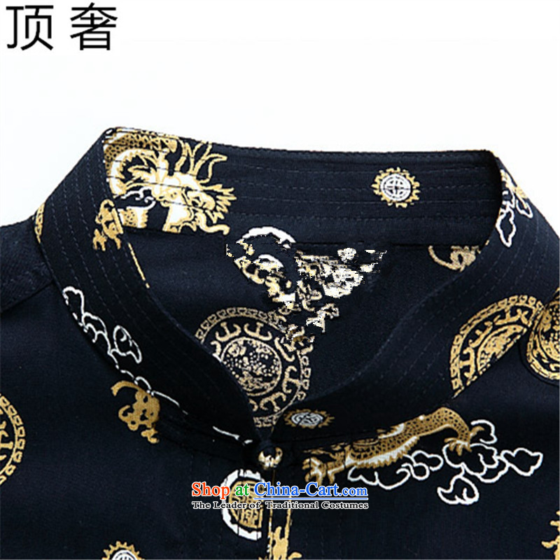 Top Luxury Tang dynasty China wind short-sleeved thin plate deduction of ethnic costumes men in spring and summer youth Tang Dynasty Chinese Men's Mock-Neck Shirt jackets with 05 gold, 180, top luxury shopping on the Internet has been pressed.