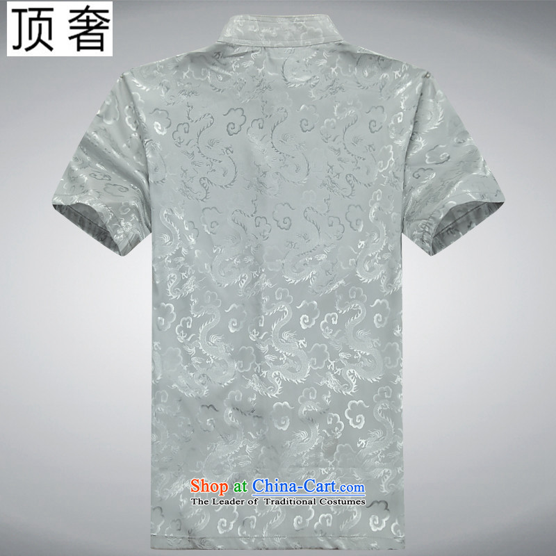 Top Luxury Tang dynasty male new short-sleeved Tang Dynasty Package in older men casual summer Chinese clothing elderly ethnic Chinese tunic thin, hands-free hot half sleeve 07) Silver Dragon Package 180, top luxury shopping on the Internet has been press