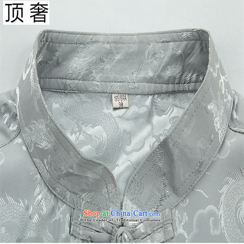 Top Luxury Tang dynasty male new short-sleeved Tang Dynasty Package in older men casual summer Chinese clothing elderly ethnic Chinese tunic thin, hands-free hot half sleeve 07) Silver Dragon Package 180, top luxury shopping on the Internet has been press