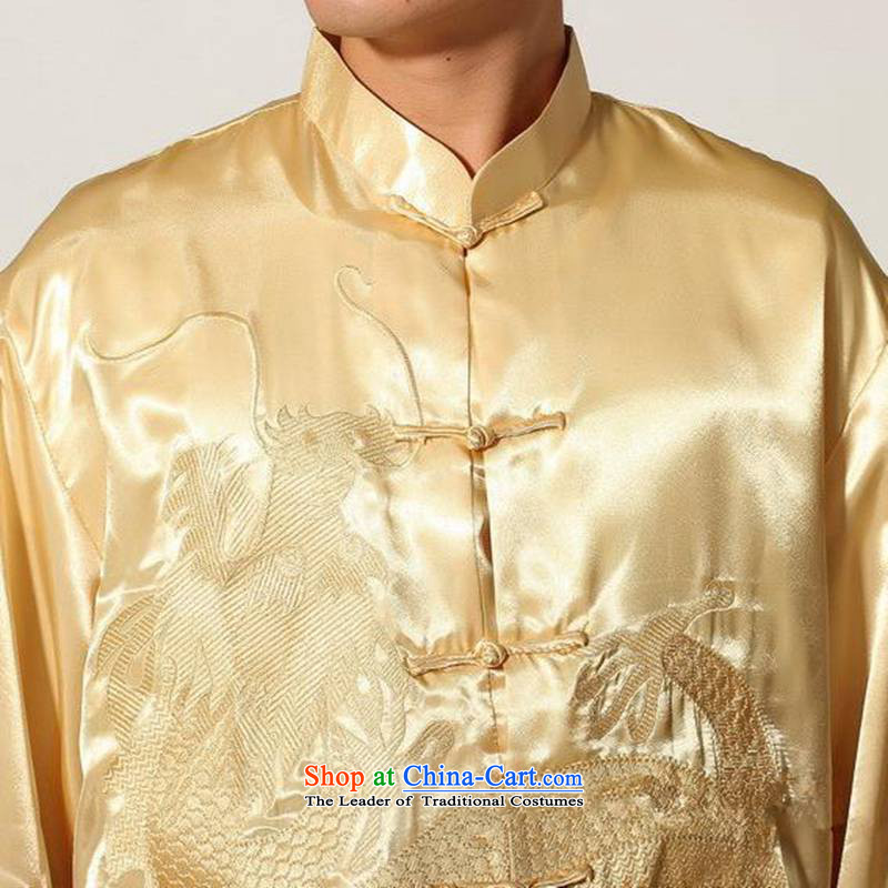 In accordance with the fuser trendy new) older men a field-embroidered dragon Tang Dynasty Package and the Netherlands LGD/M0012# services kung fu beige XL, in accordance with the fuser has been pressed shopping on the Internet