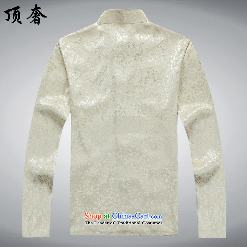 Top Luxury of older persons in the Tang dynasty and long-sleeved kit spring and fall of kung fu men Chinese shirt blue-collar detained Tang dynasty loose version men Kit 2562, beige Kit 185 top luxury shopping on the Internet has been pressed.