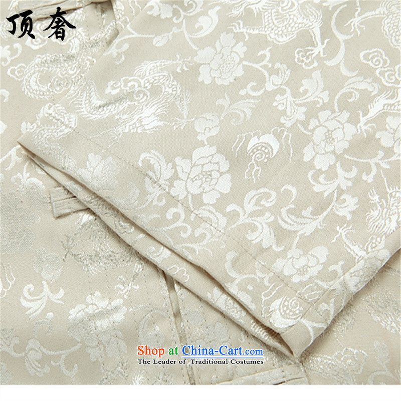 Top Luxury of older persons in the Tang dynasty and long-sleeved kit spring and fall of kung fu men Chinese shirt blue-collar detained Tang dynasty loose version men Kit 2562, beige Kit 185 top luxury shopping on the Internet has been pressed.
