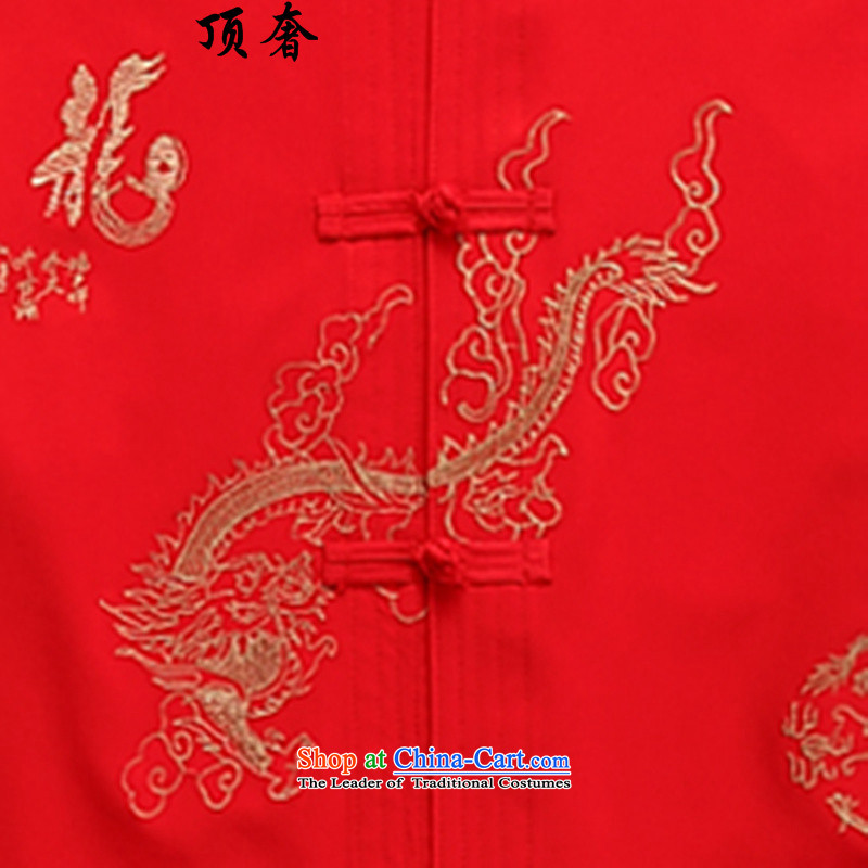 Top Luxury long-sleeved Kit Tang dynasty male new spring and summer men Tang dynasty long-sleeved clothing middle-aged father Han-red T-shirt older persons Tang Dynasty Chinese men kit red kits pants plus 180, Top Luxury Yi shopping on the Internet has be