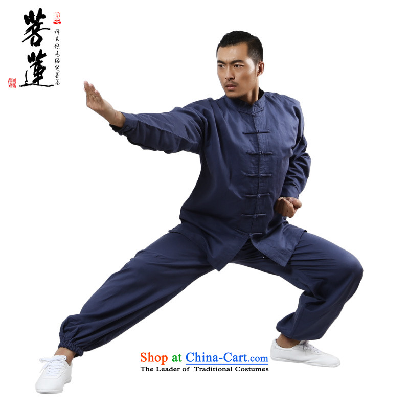 On cotton linen flax Lin dulls thin, men and women serving long-sleeved ball-tai chi meditation martial arts practitioners show services morning gray-blue XL, pursue Wu , , , shopping on the Internet