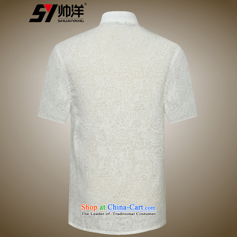 The new ocean handsome men Tang dynasty short-sleeved shirt along the River During the Qingming Festival  Chinese men's shirts, summer clothing male m China wind yellow 42/180, Shuai Yang (SHUAIYANG shopping on the Internet has been pressed.)