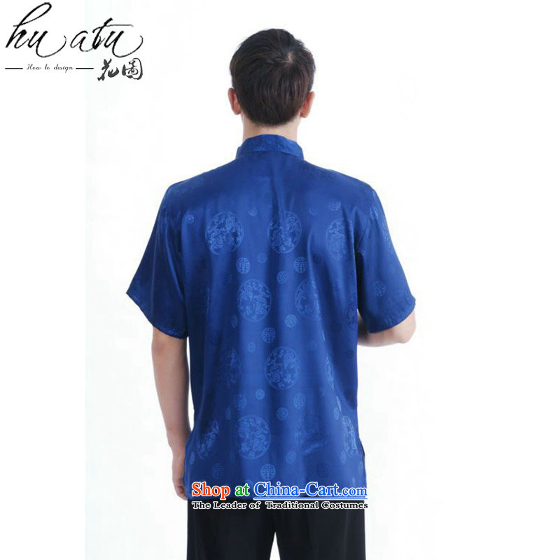 Figure for summer flowers new Tang dynasty men women had the Chinese stand collar of his breast enhancement of solid color Short-Sleeve Men Tang blouses M2066 XXXL, floral shopping on the Internet has been pressed.