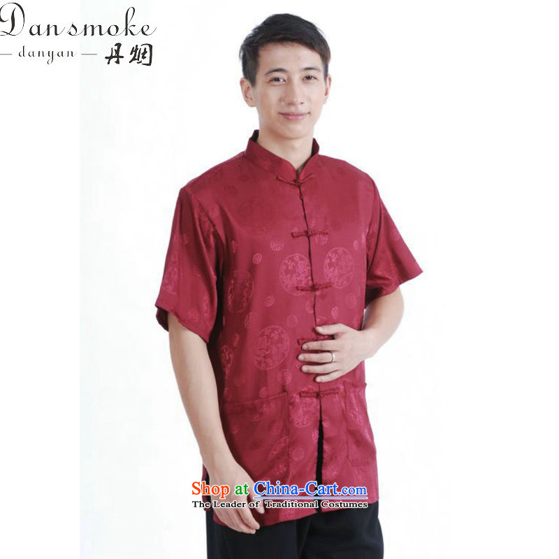 Dan smoke summer new Tang dynasty men women had the Chinese stand collar of his breast enhancement of solid color Short-Sleeve Men Tang blouses M2065 XXXL, Dan Smoke , , , shopping on the Internet