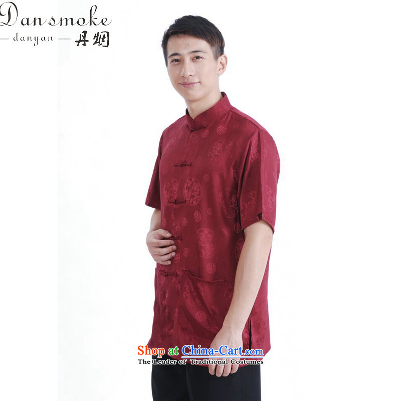 Dan smoke summer new Tang dynasty men women had the Chinese stand collar of his breast enhancement of solid color Short-Sleeve Men Tang blouses M2065 XXXL, Dan Smoke , , , shopping on the Internet