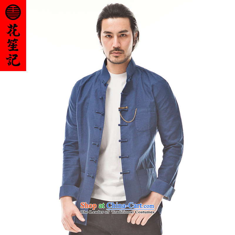 His Excellency flower note China wind cotton maximum privacy Tang Dynasty Chinese ethnic men casual disc buttoned, Retro jacket dark blue (L), large flower Sheng (HUSENJI) , , , shopping on the Internet