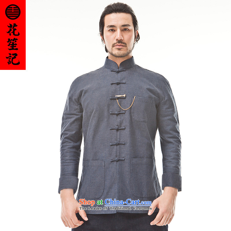 His Excellency flower note China wind cotton maximum privacy Tang Dynasty Chinese ethnic men casual disc buttoned, Retro jacket dark blue (L), large flower Sheng (HUSENJI) , , , shopping on the Internet