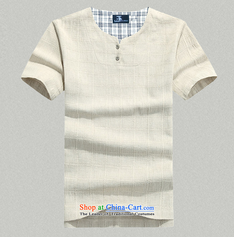 - Wolf JIEYA-WOLF, New Tang Dynasty Short-Sleeve Men's summer advanced cotton linen dark shading plain manual tray detained men stars, beige 1 175/L picture, prices, brand platters! The elections are supplied in the national character of distribution, so action, buy now enjoy more preferential! As soon as possible.