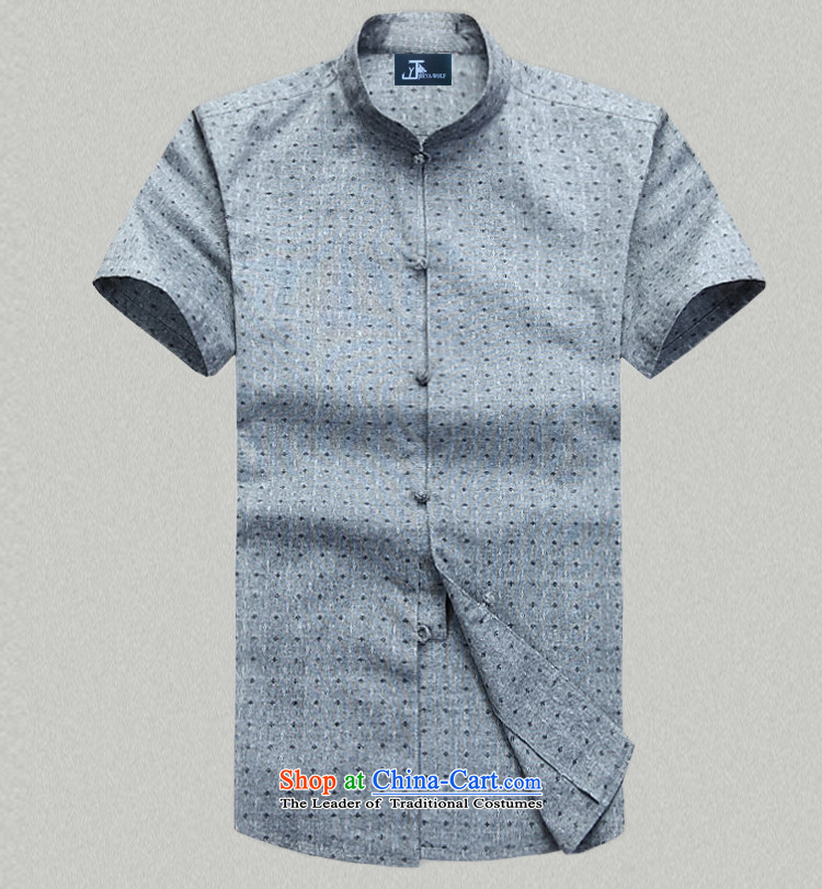 - Wolf JIEYA-WOLF, New Tang Dynasty Short-Sleeve Men's Shirt pure cotton shirt summer stylish casual China wind men stars of gray 185/XXL picture, prices, brand platters! The elections are supplied in the national character of distribution, so action, buy now enjoy more preferential! As soon as possible.